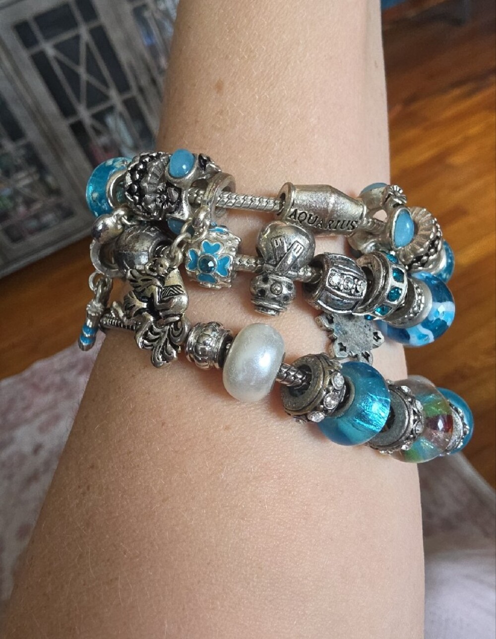 Murano Glass Striped Lantern Style Slider Charm Bracelet Collection - Picture 8 of 14